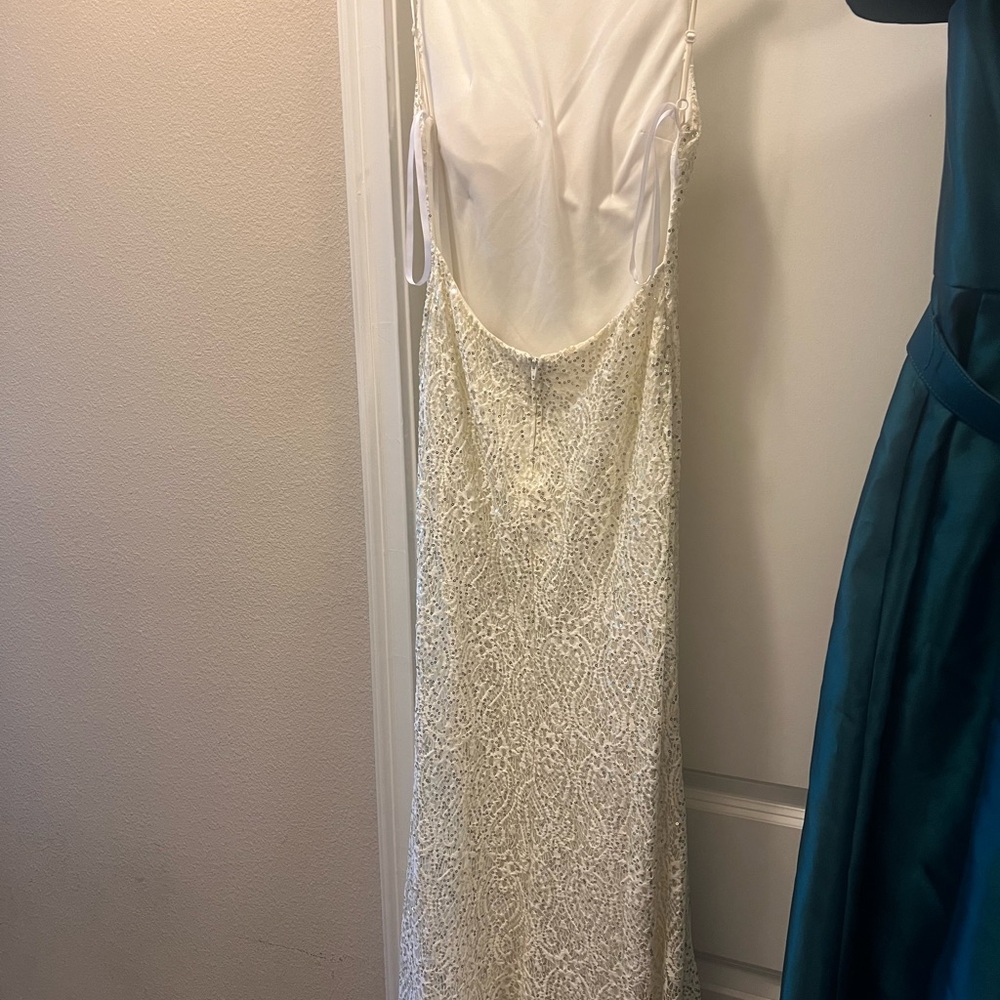 B Darlin Cream Sequin Sleeveless Gown
